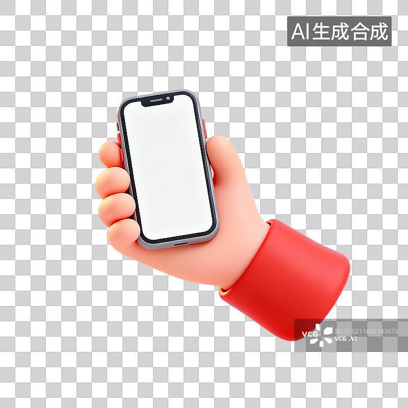 【AI数字艺术】卡通手握手机拍摄 3D 素材图片素材