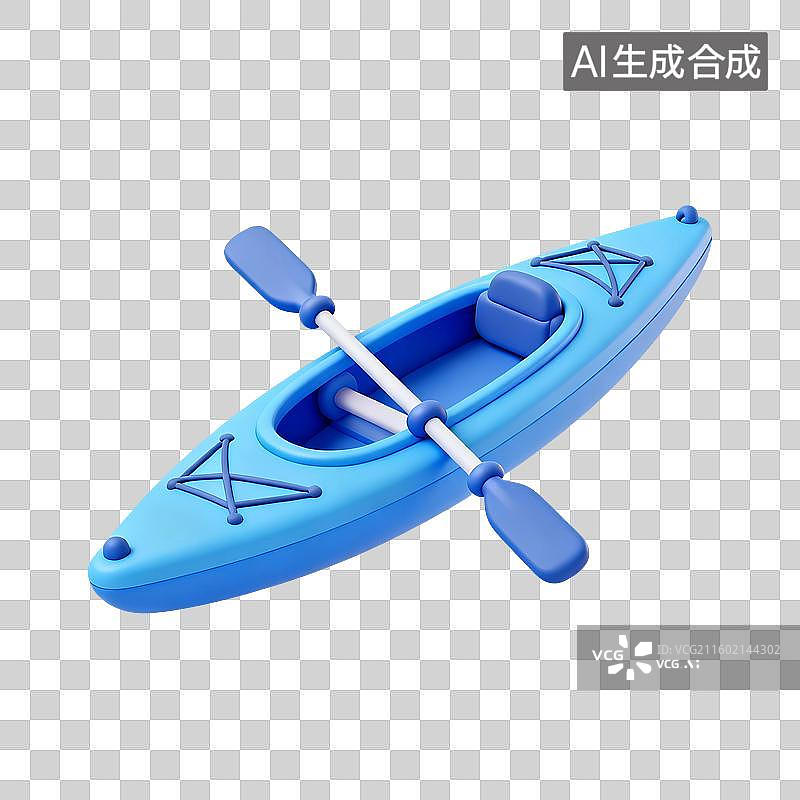 【AI数字艺术】3D渲染，皮划艇，皮筏，充气皮筏，漂流，度假，免抠元素图片素材