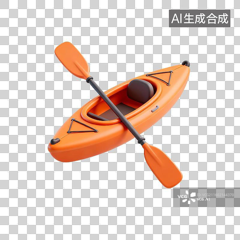 【AI数字艺术】3D渲染，皮划艇，皮筏，充气皮筏，漂流，度假，免抠元素图片素材