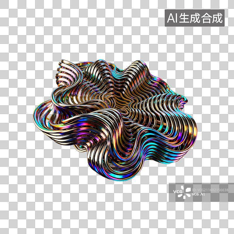 【AI数字艺术】色彩斑斓的抽象3D波浪图案图片素材