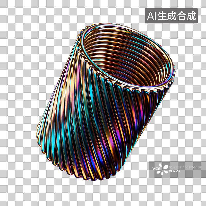 【AI数字艺术】色彩斑斓的扭曲金属物体图片素材