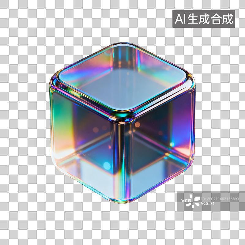 【AI数字艺术】色彩斑斓的透明立方体图片素材