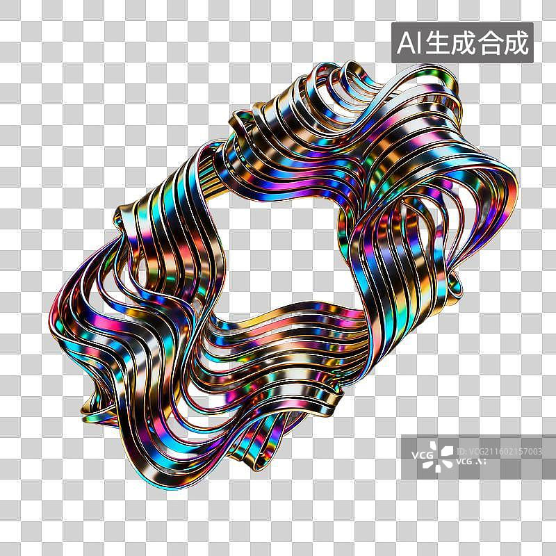【AI数字艺术】色彩斑斓的抽象扭曲金属造型图片素材