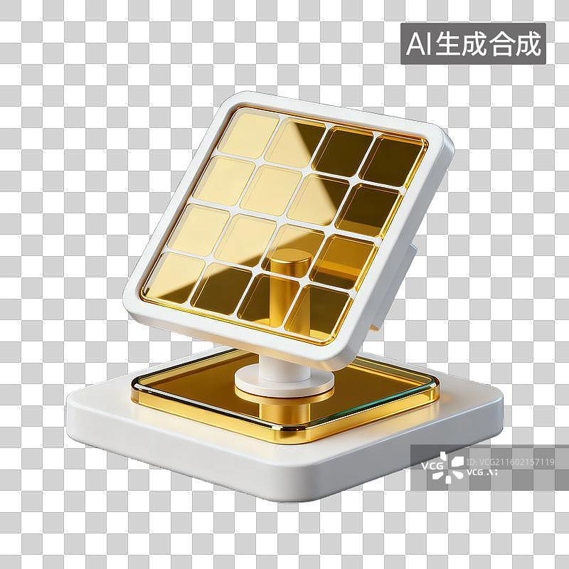 【AI数字艺术】金色太阳能板带白色框架图片素材
