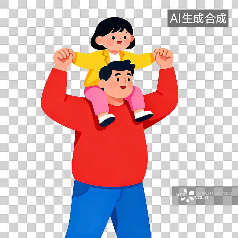 【AI数字艺术】父亲扛着女儿展现家庭温情图片素材