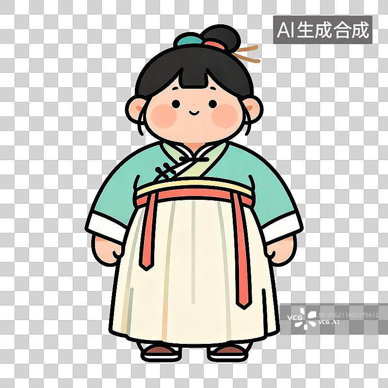 【AI数字艺术】穿着传统韩服的可爱卡通人物图片素材