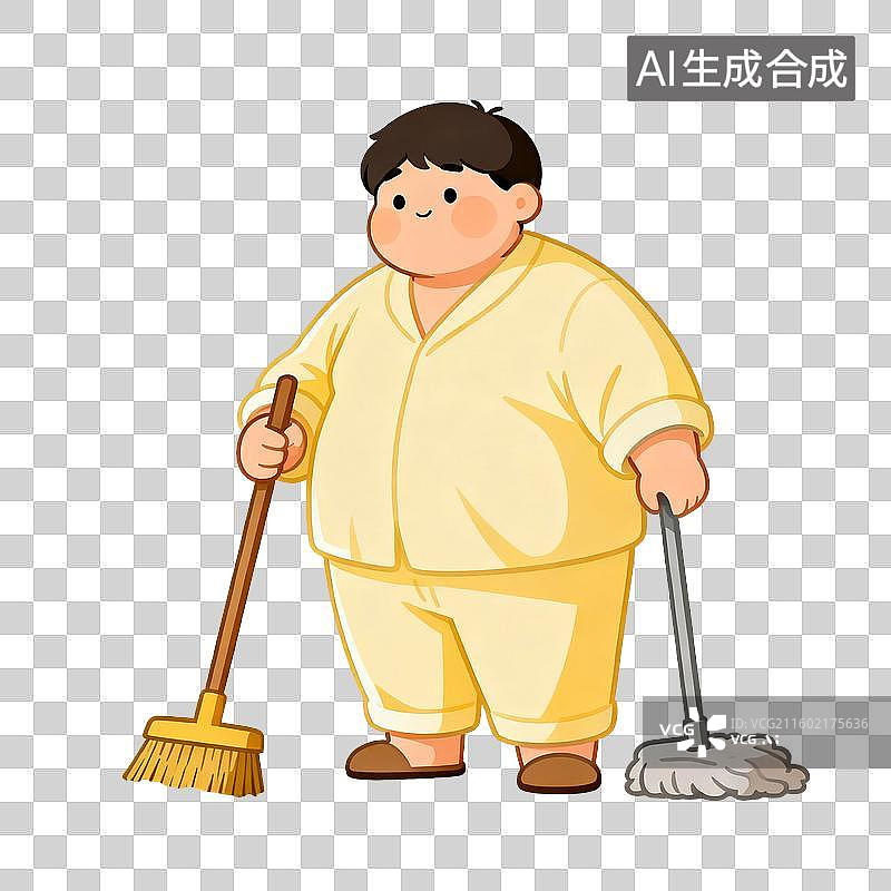 【AI数字艺术】穿着浅黄色衣服清洁的人图片素材