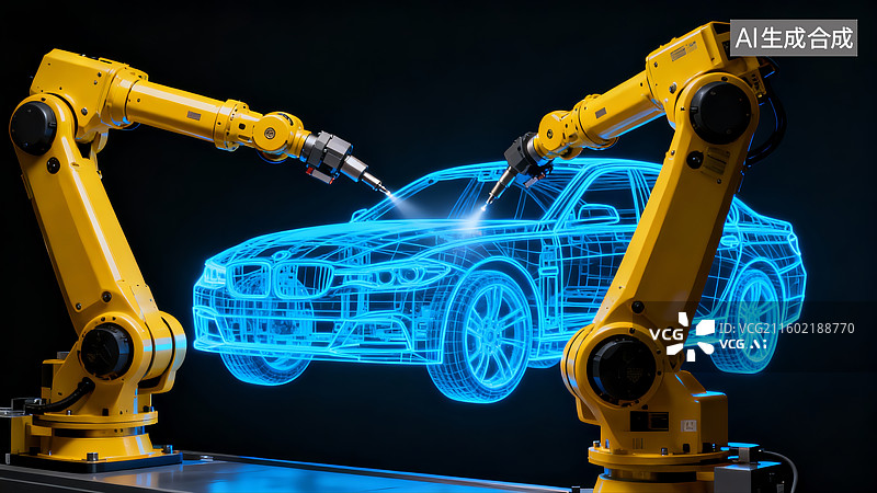 【AI数字艺术】汽车自动化生产流水线，工厂，汽车生产图片素材