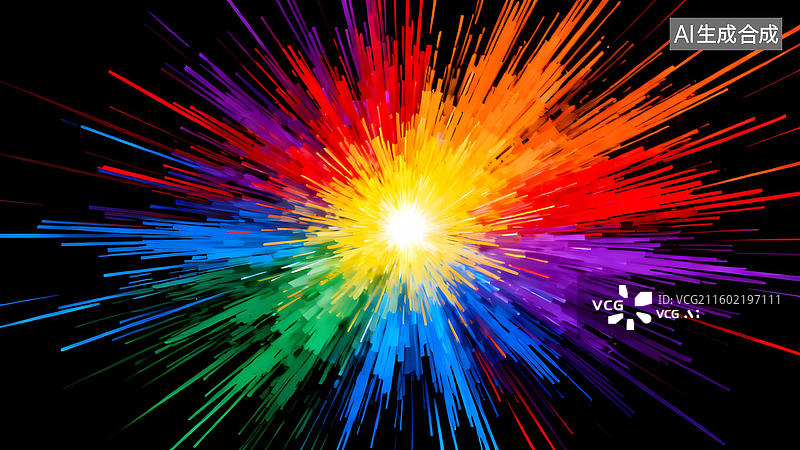 【AI数字艺术】彩色光芒爆炸效果图片素材