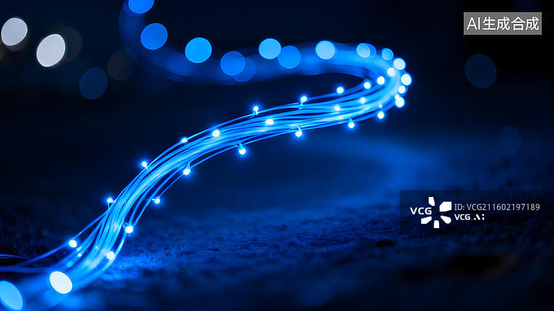 【AI数字艺术】蓝色发光灯带曲线图片素材