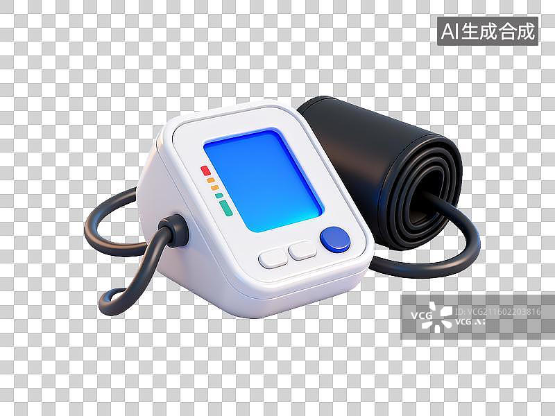 【AI数字艺术】医疗健康电子血压计 3D 立体免抠设计素材图片素材