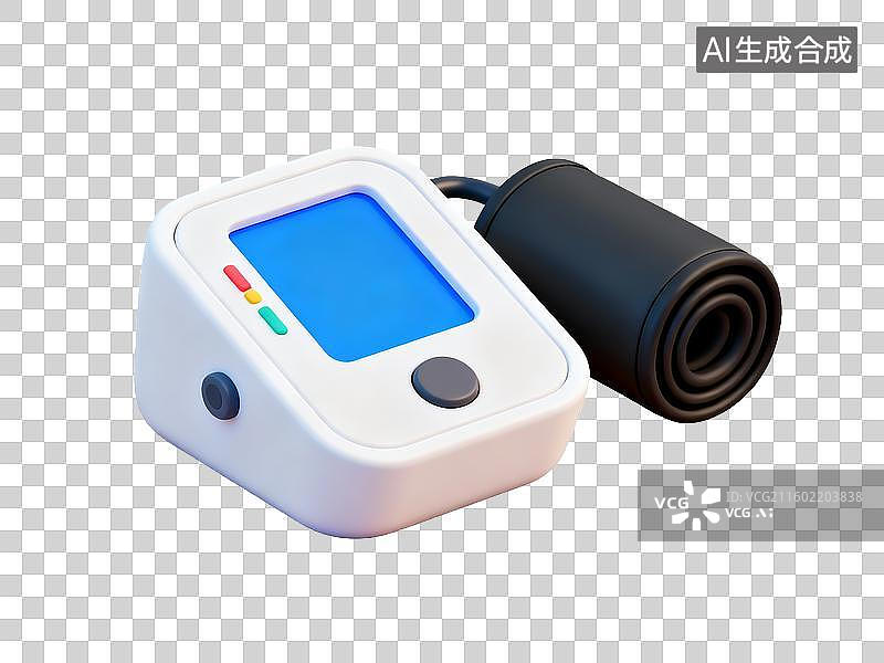 【AI数字艺术】医疗健康电子血压计 3D 立体免抠设计素材图片素材