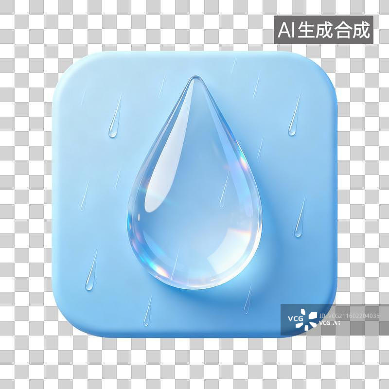 【AI数字艺术】蓝色背景上的水滴图片素材