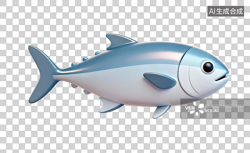 【AI数字艺术】一只可爱的卡通蓝白鱼图片素材