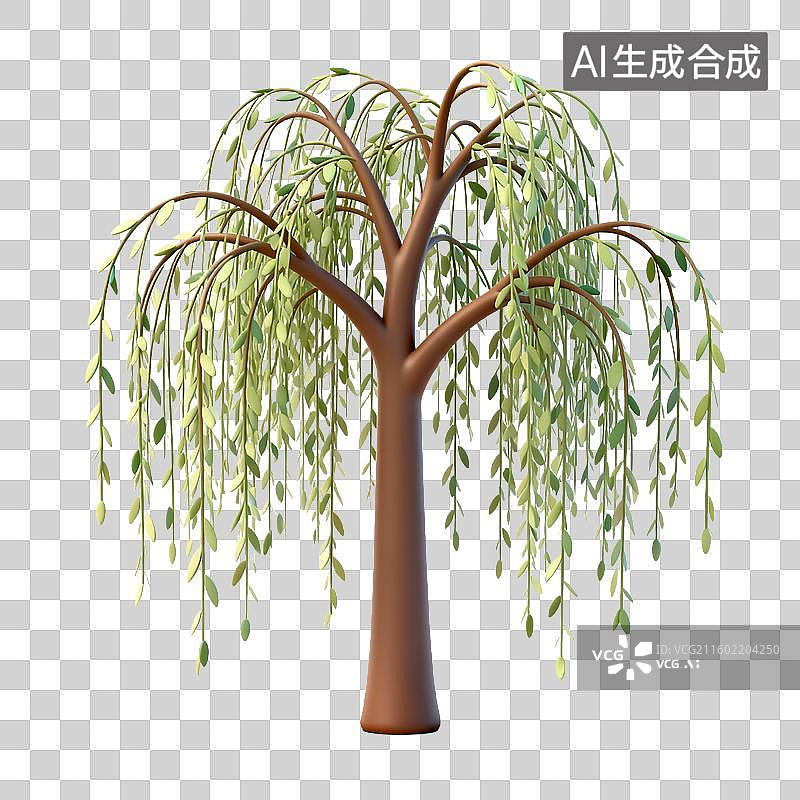 【AI数字艺术】数字绘制的垂柳树木图片素材