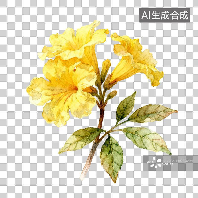【AI数字艺术】黄花风铃木的精美插画图片素材