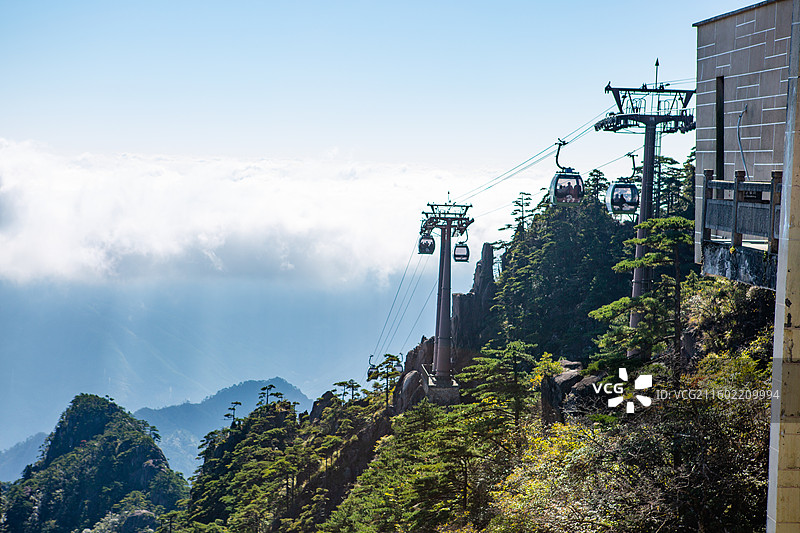 黄山云谷索道登山道风光图片素材
