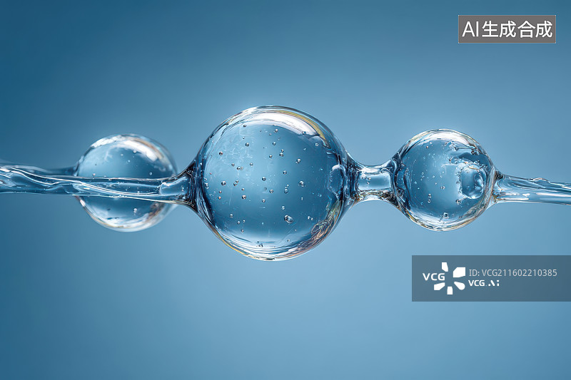 【AI数字艺术】透明水分子球体结构科学模型图图片素材