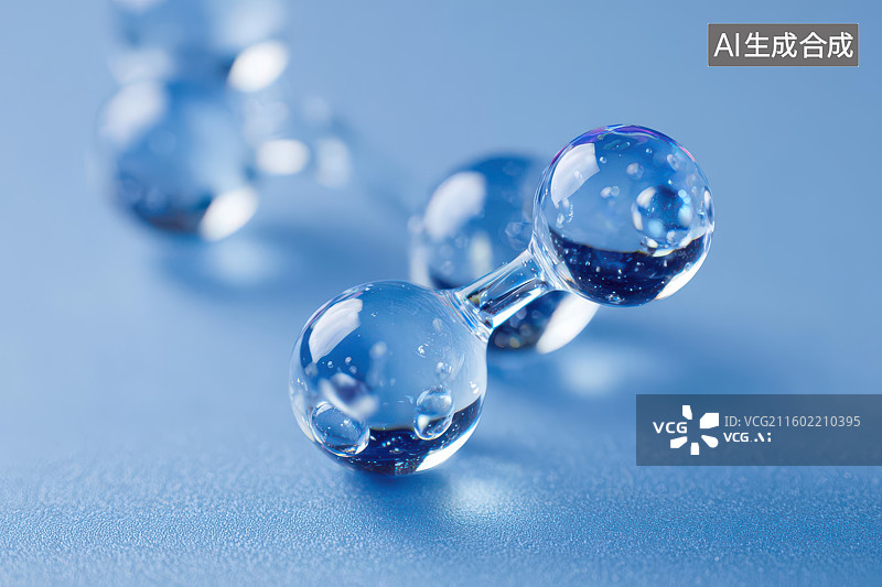 【AI数字艺术】透明水分子球体结构科学模型图图片素材