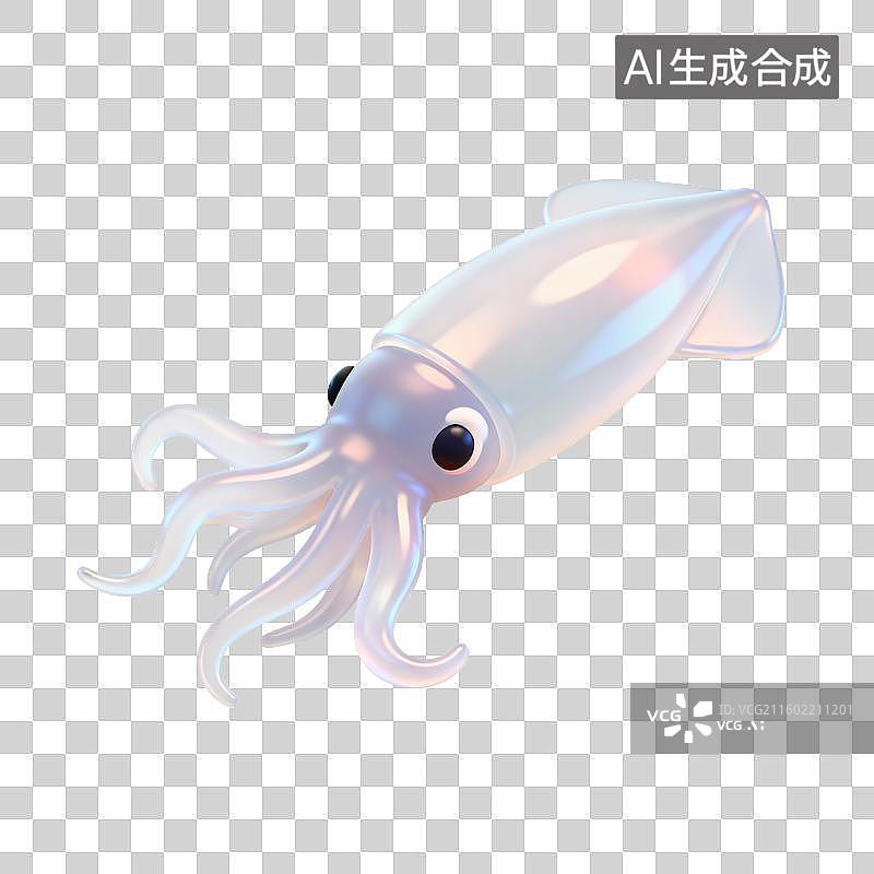 【AI数字艺术】一只透明的鱿鱼图片素材