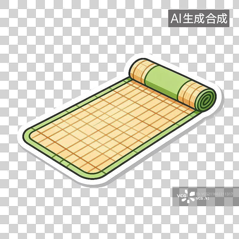 【AI数字艺术】卷起的竹制垫子图片素材