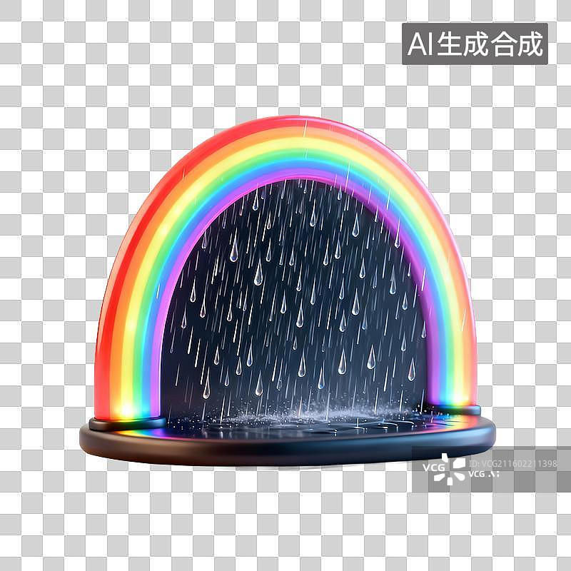 【AI数字艺术】彩虹与雨滴的梦幻场景图片素材