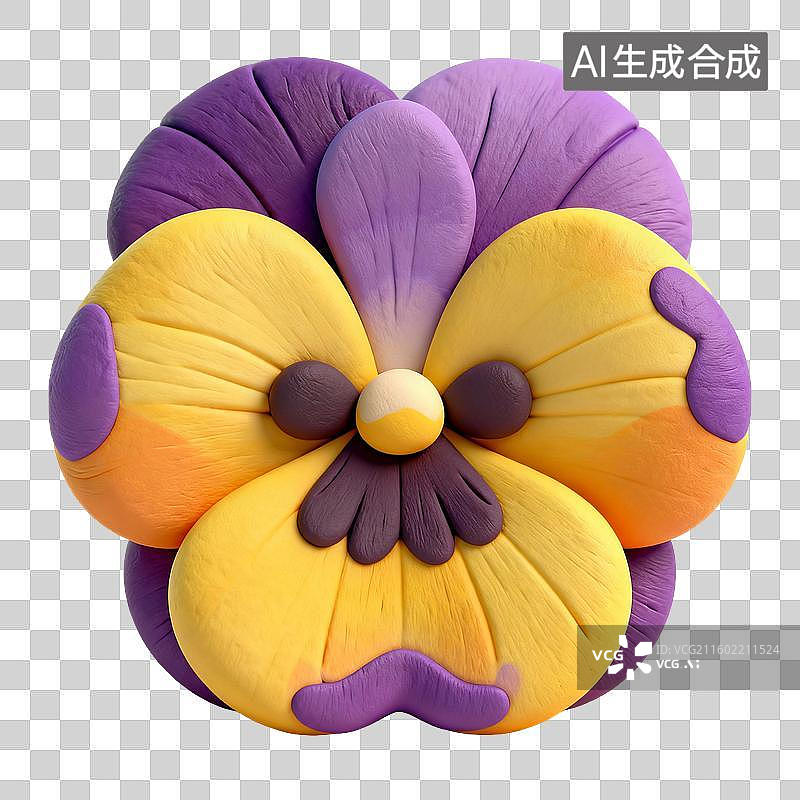 【AI数字艺术】紫色与黄色相间的三色堇花朵图片素材