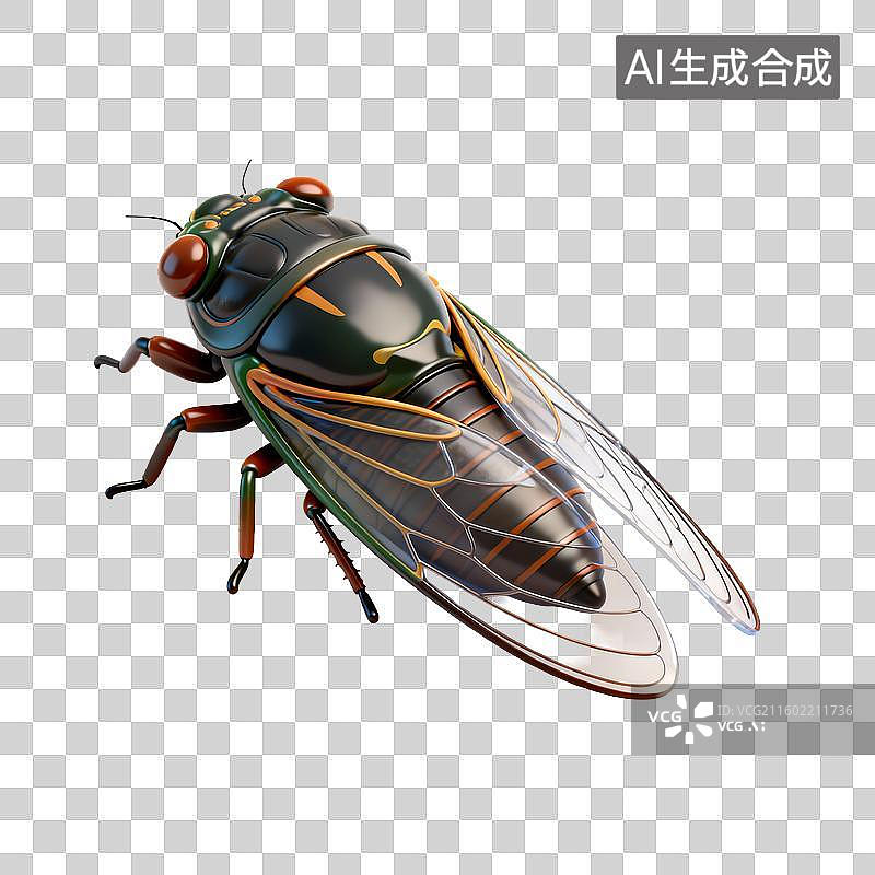【AI数字艺术】一只色彩斑斓的蝉图片素材