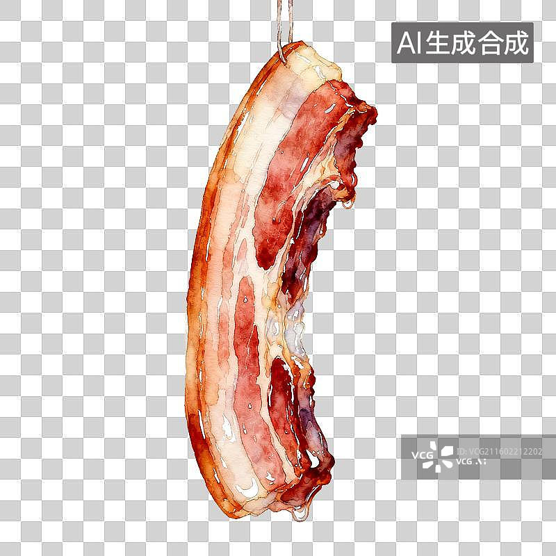【AI数字艺术】悬挂的培根片图片素材