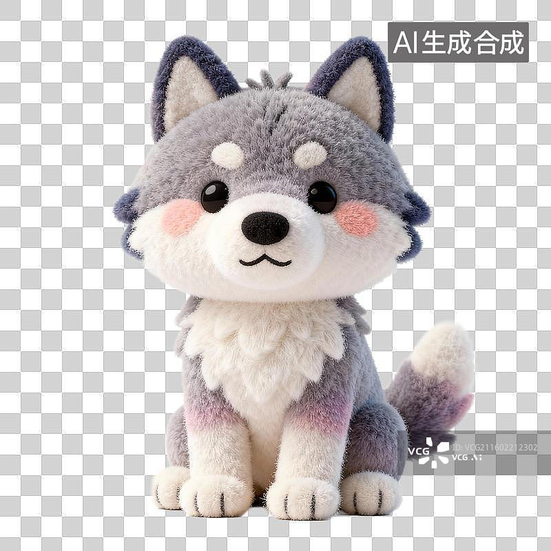 【AI数字艺术】可爱的毛绒哈士奇玩偶图片素材