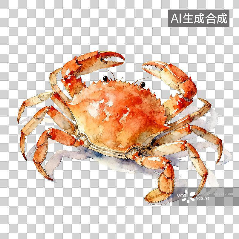【AI数字艺术】水彩画风格的螃蟹图片素材
