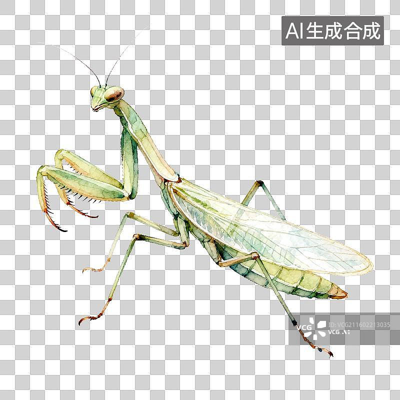 【AI数字艺术】一只绿色螳螂的特写图片素材