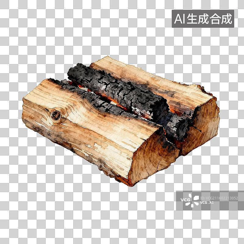 【AI数字艺术】燃烧的木头图片素材