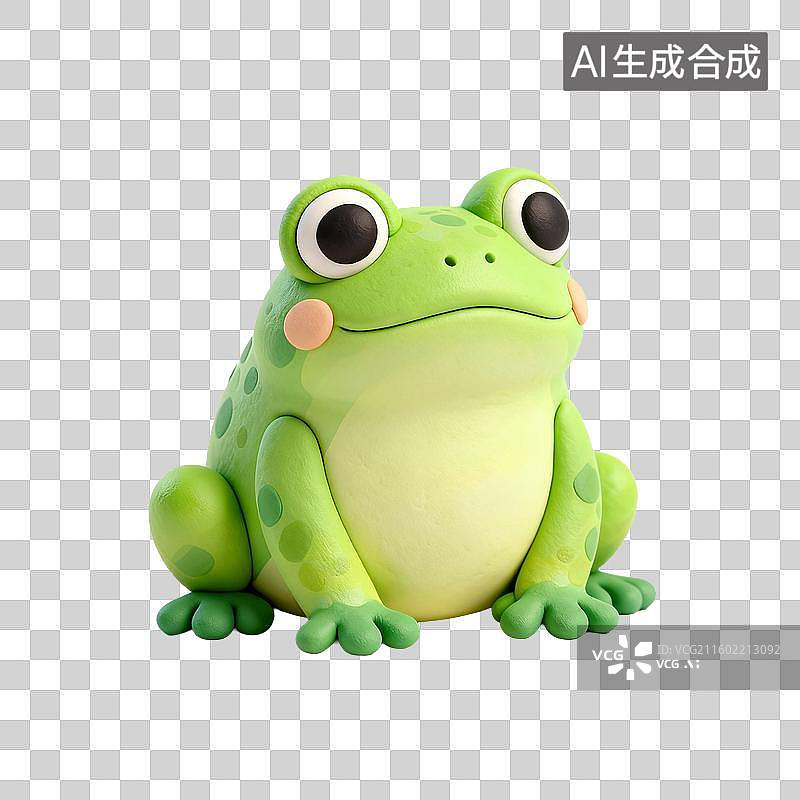 【AI数字艺术】可爱的绿色卡通青蛙图片素材