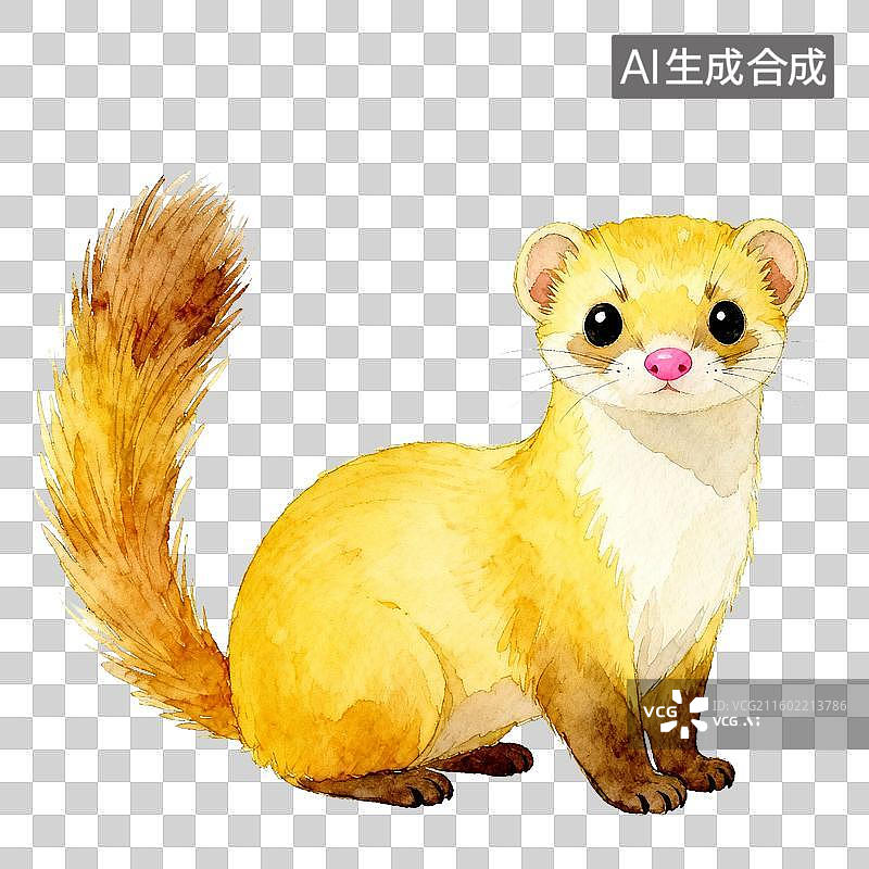 【AI数字艺术】可爱的黄鼠狼插画图片素材