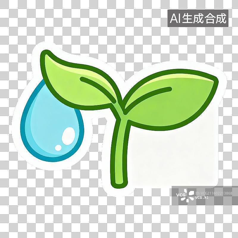 【AI数字艺术】水滴与嫩芽的生态象征图片素材