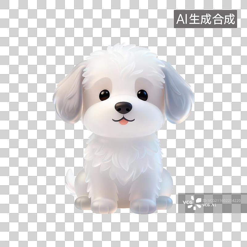 【AI数字艺术】可爱的白色小狗卡通形象图片素材