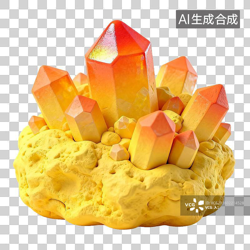 【AI数字艺术】橙色水晶簇图片素材