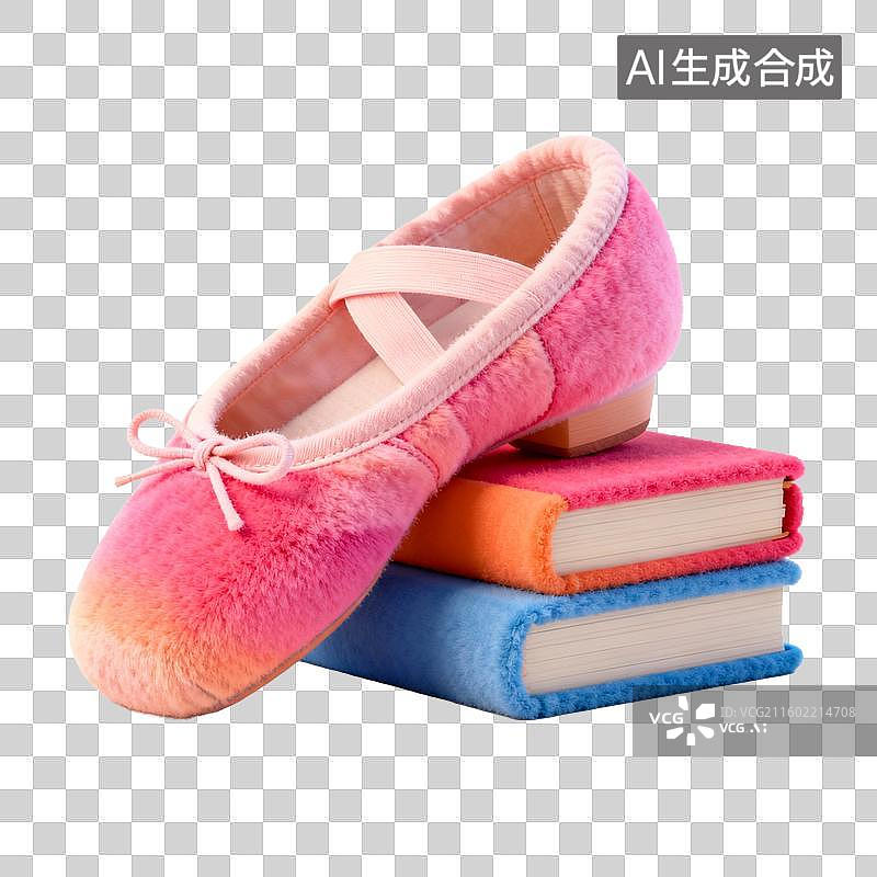 【AI数字艺术】芭蕾舞鞋与彩色书籍的组合图片素材