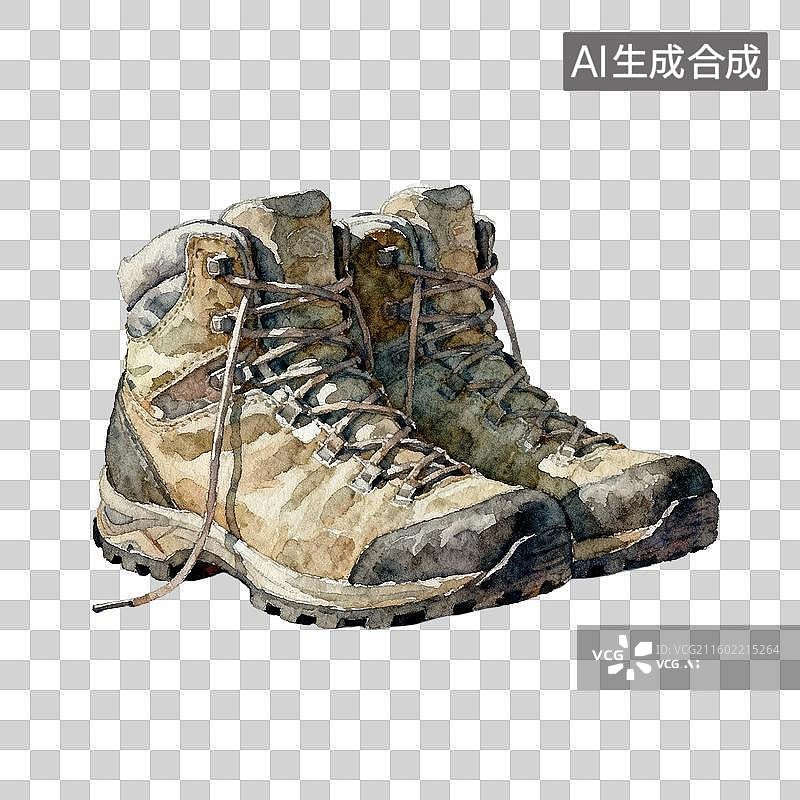 【AI数字艺术】一双迷彩登山靴图片素材