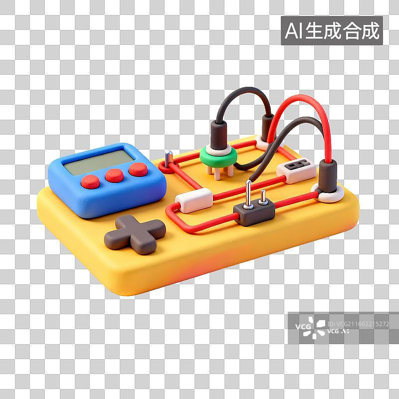 【AI数字艺术】电子电路实验板与游戏控制器图片素材
