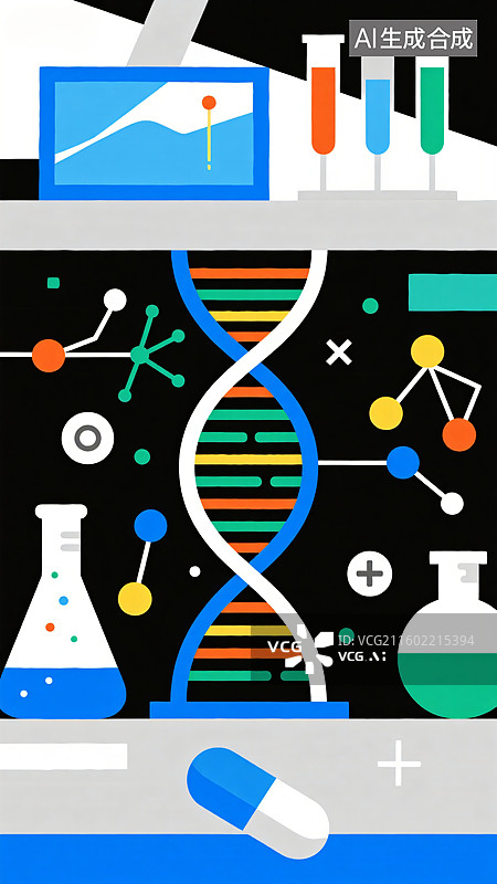 【AI数字艺术】药物研发：极简科学之旅图片素材