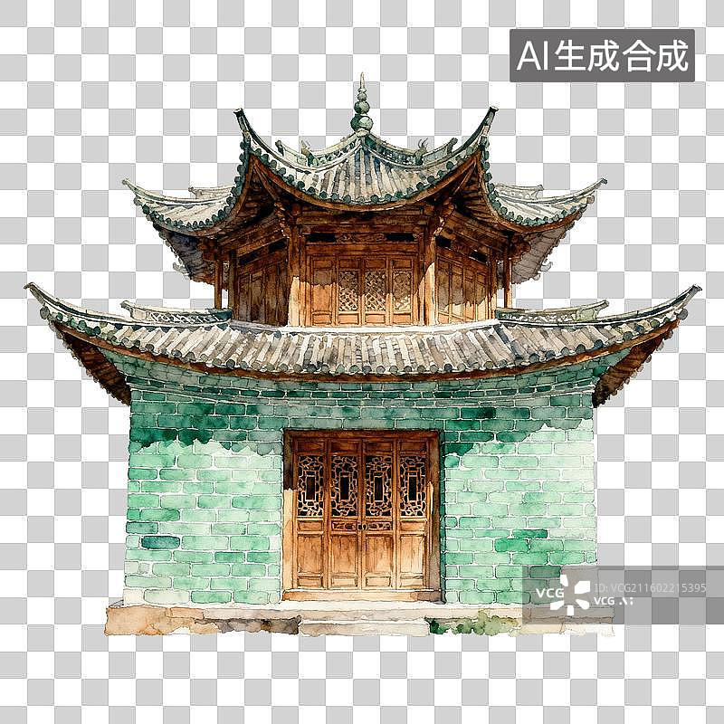 【AI数字艺术】中国传统建筑风格的古亭图片素材