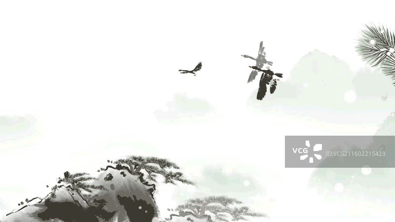 安徽 黄山 松树 山水画 大雁 大雪 小雪 立冬图片素材