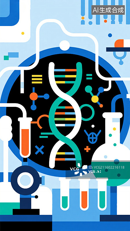 【AI数字艺术】药物研发：极简科学之旅图片素材