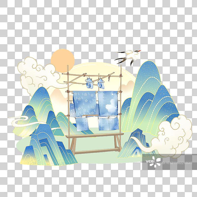 乌镇扎染插画图片素材