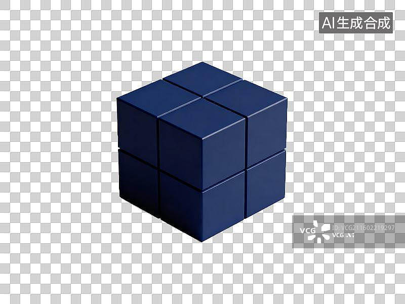 【AI数字艺术】装饰元素 几何形体 深蓝色立方体组合图片素材