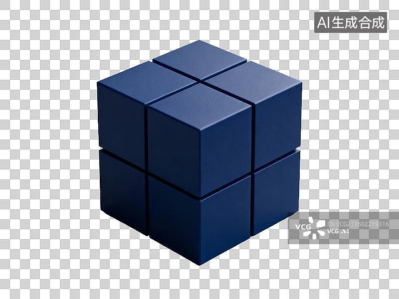 【AI数字艺术】装饰元素 几何形体 深蓝色立方体组合结构图片素材