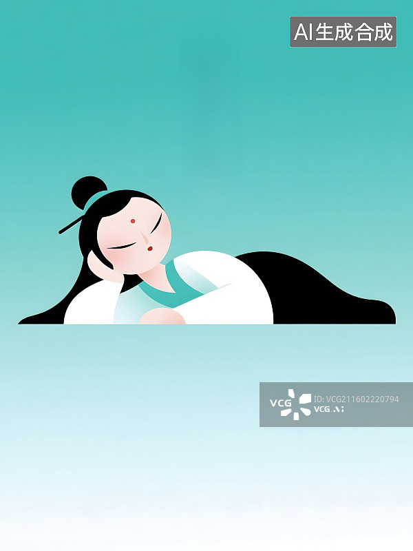 【AI数字艺术】侧躺的古代女子图片素材