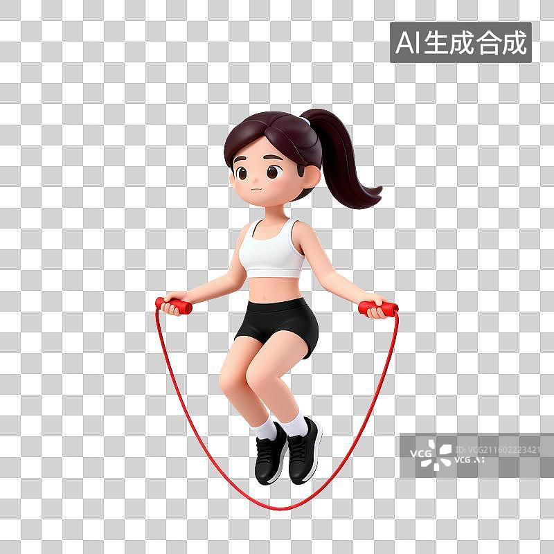 【AI数字艺术】3D体育运动项目女子跳绳元素图片素材